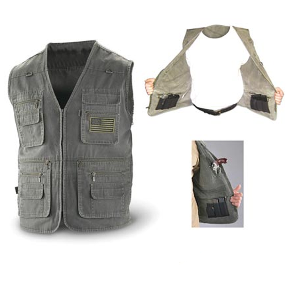 **Concealment Vest for Handguns Olive Drab Blue Stone Safety