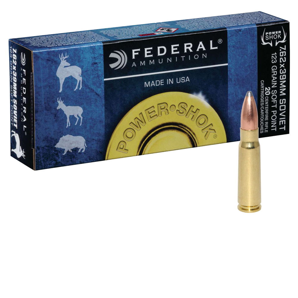 Federal PowerShok 7.62x39 123 Grain JSP 20rd Box Ammo available at