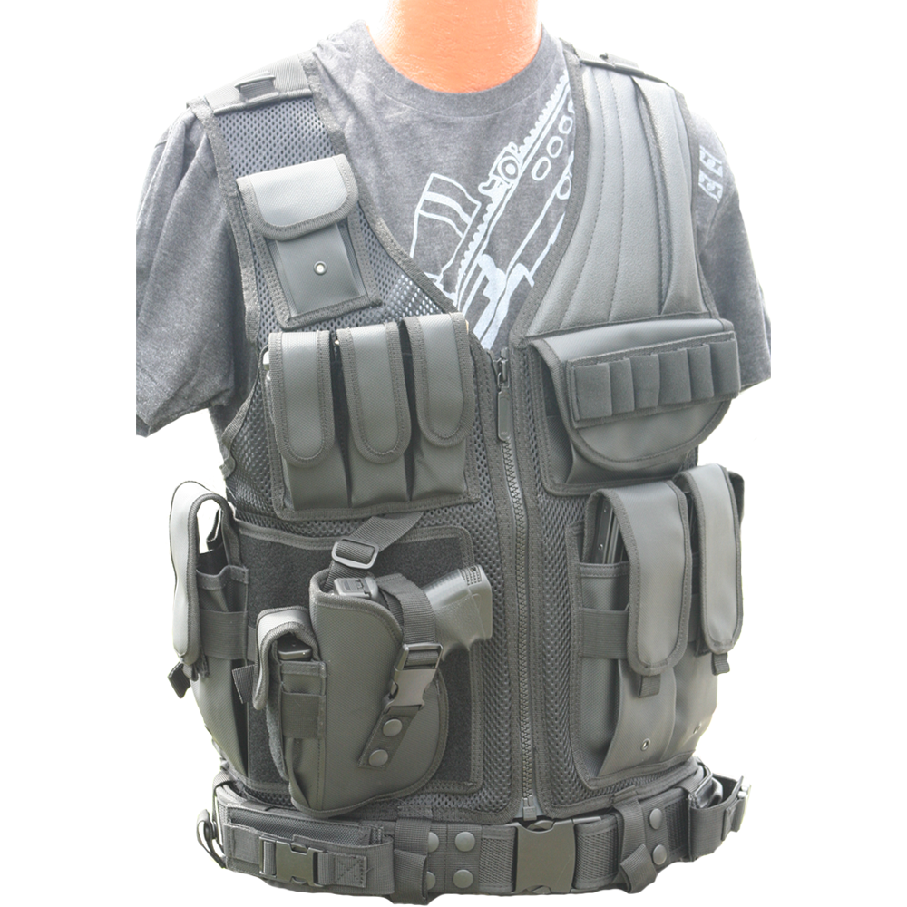 Deluxe Tactical Vest Black Standard Lefthanded Galati Gear Now at Galati International