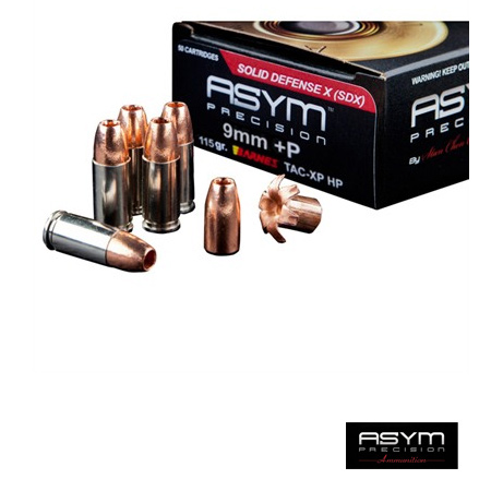 9mm SDX Barnes TAC-XP+P Ammunition - 115 Grain 20 Rounds - ASYM Ammo