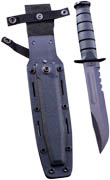Black Kabar Fighting Utility Knife - Serrated Edge - Kydex Sheath - Ka-bar