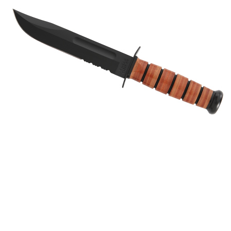USMC Kabar Fighting Utility Knife - Serrated - Leather Sheath Ka-bar