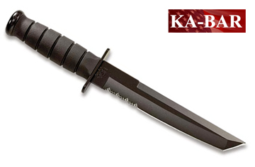 Black Tanto Knife with 2 inch serrated edge - Ka-bar