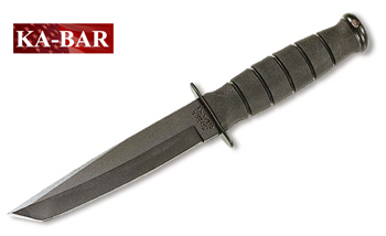 Short Kabar Black Tanto Knife - Straight Edge - Hard Sheath - Ka-bar