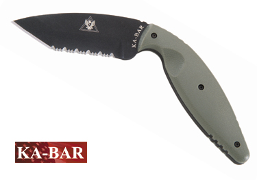 Kabar Large TDI Knife - Tanto Point - Foliage Green - Serrated Edge - Hard Sheath - Ka-bar