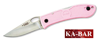 Kabar Dozier Folding Hunter Knife - Thumb Notch - Pink - Ka-bar Knives