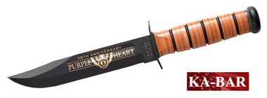 Purple Heart 75th Anniversary USMC Knife - Leather Sheath - Kabar