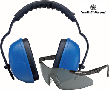 S&W Shooters Protection Pack Clear Magnum Glasses Blue Muffs Silencio