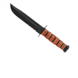 Ka-Bar USMC Serrated Edge Knife - Brown - Fixed Blade - Kabar Knives