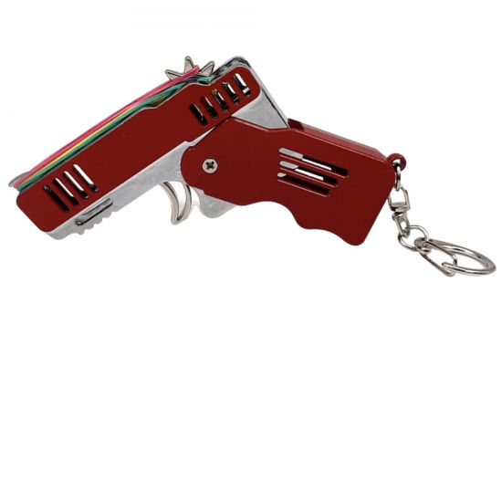 Rubber+Band+Gun+Key+Chain+-+Red+Metal+-+ATI