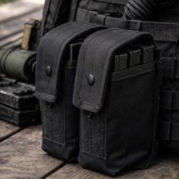 Double Magazine MOLLE Pouch - Holds Six .223 5.56 .308 Magazines - Black - Galati Gear