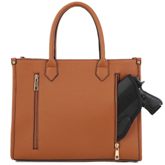 Conceal+and+Carry+Purse+with+Holster+and+Front+Zipper+Pocket+-+Brown+-+NcStar